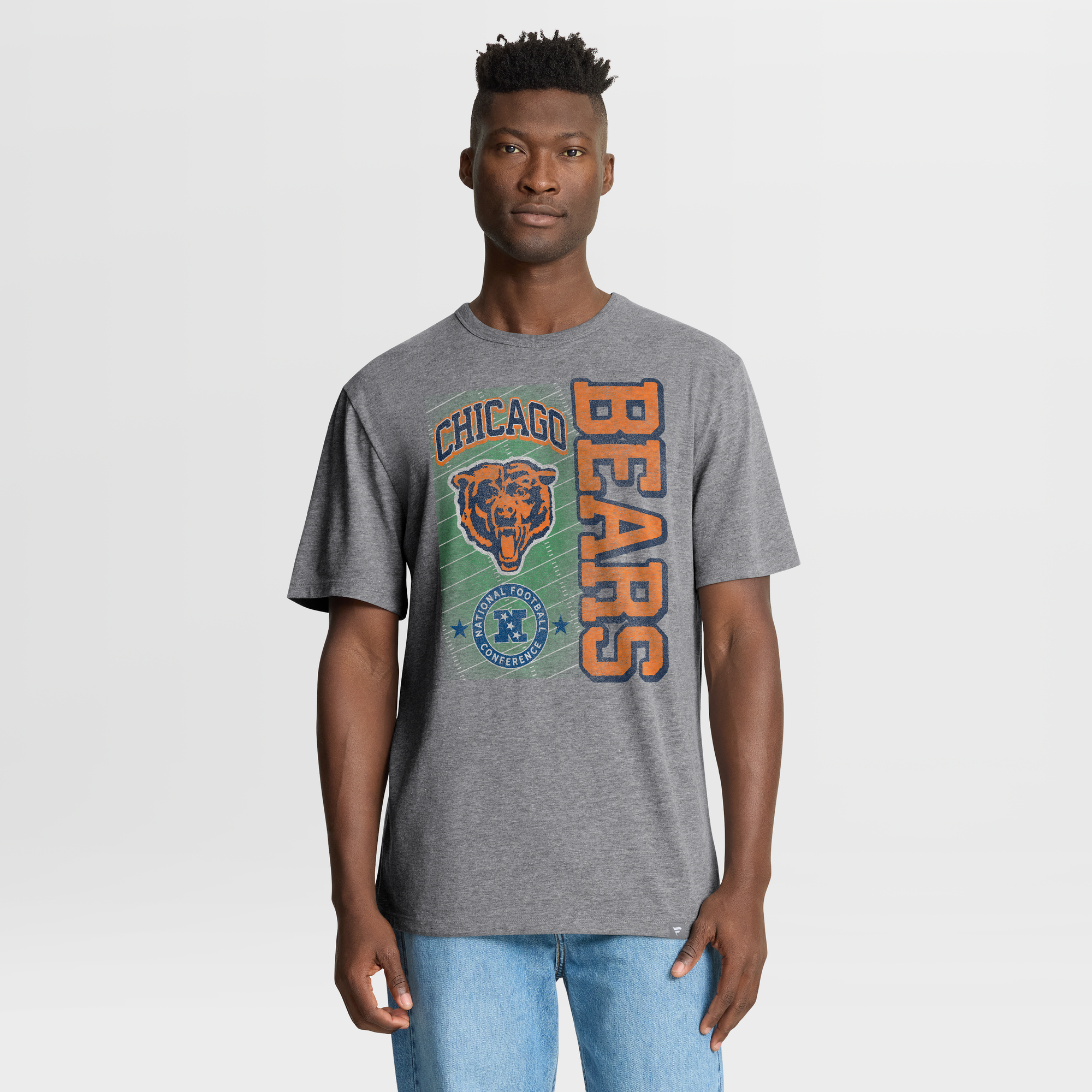 Men's Fanatics Heather Gray Chicago Bears Tribute Direct Handoff Tri-Blend T-Shirt