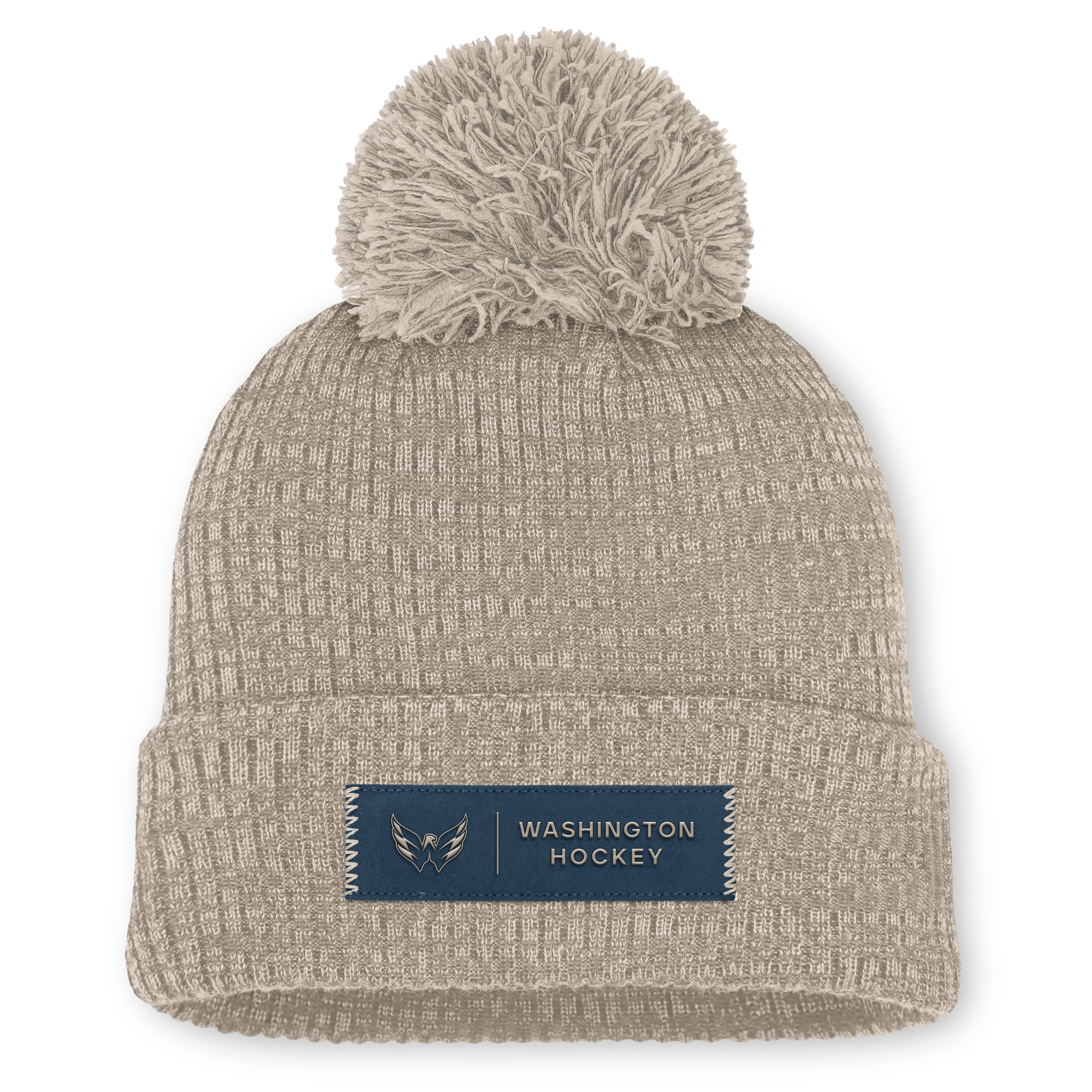 Women's Fanatics Light Beige Washington Capitals Authentic Pro Road Cuffed Knit Hat with Pom