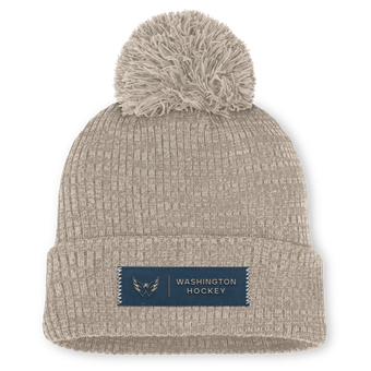 Women's Fanatics Light Beige Washington Capitals Authentic Pro Road Cuffed Knit Hat with Pom