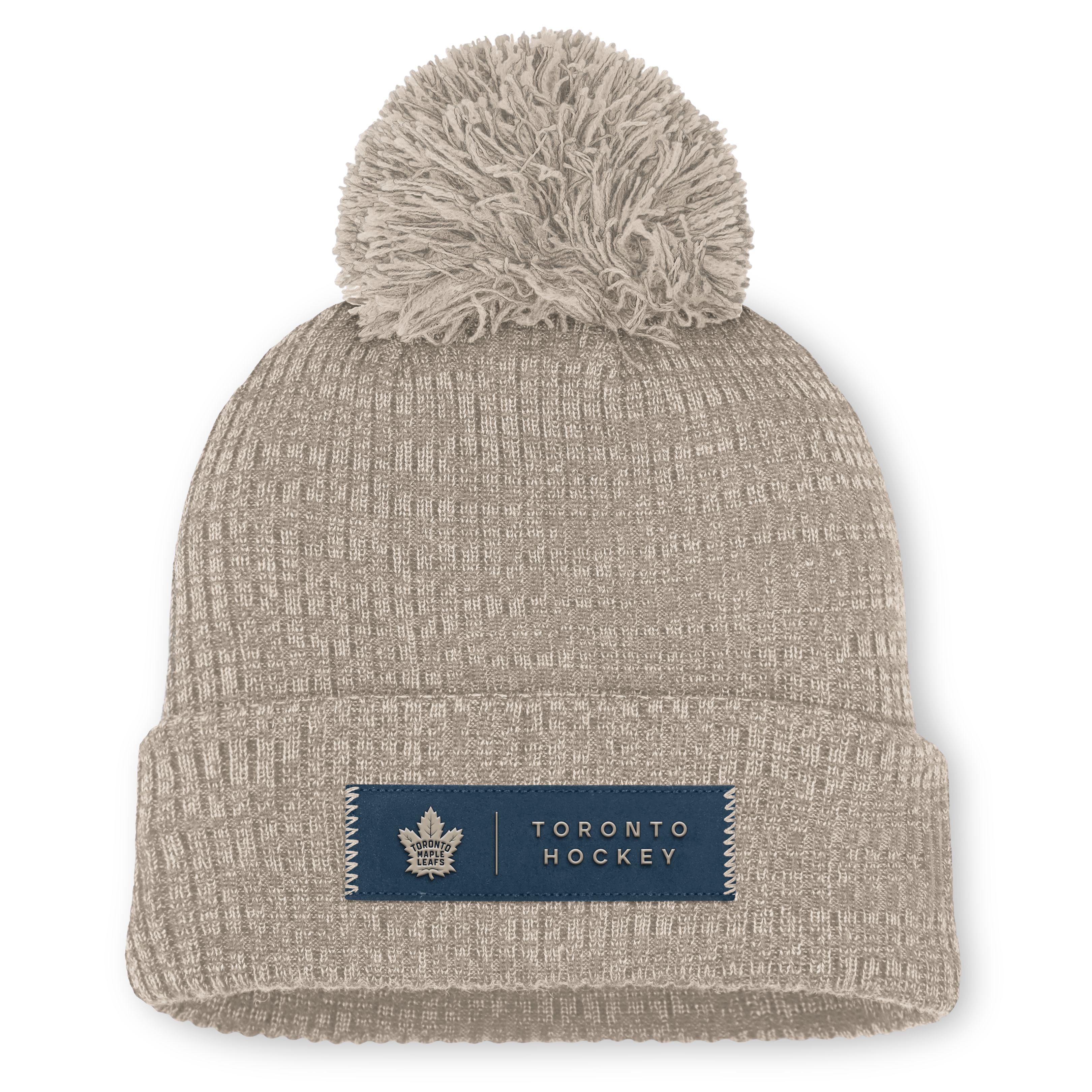 Women's Fanatics Light Beige Toronto Maple Leafs Authentic Pro Road Cuffed Knit Hat with Pom