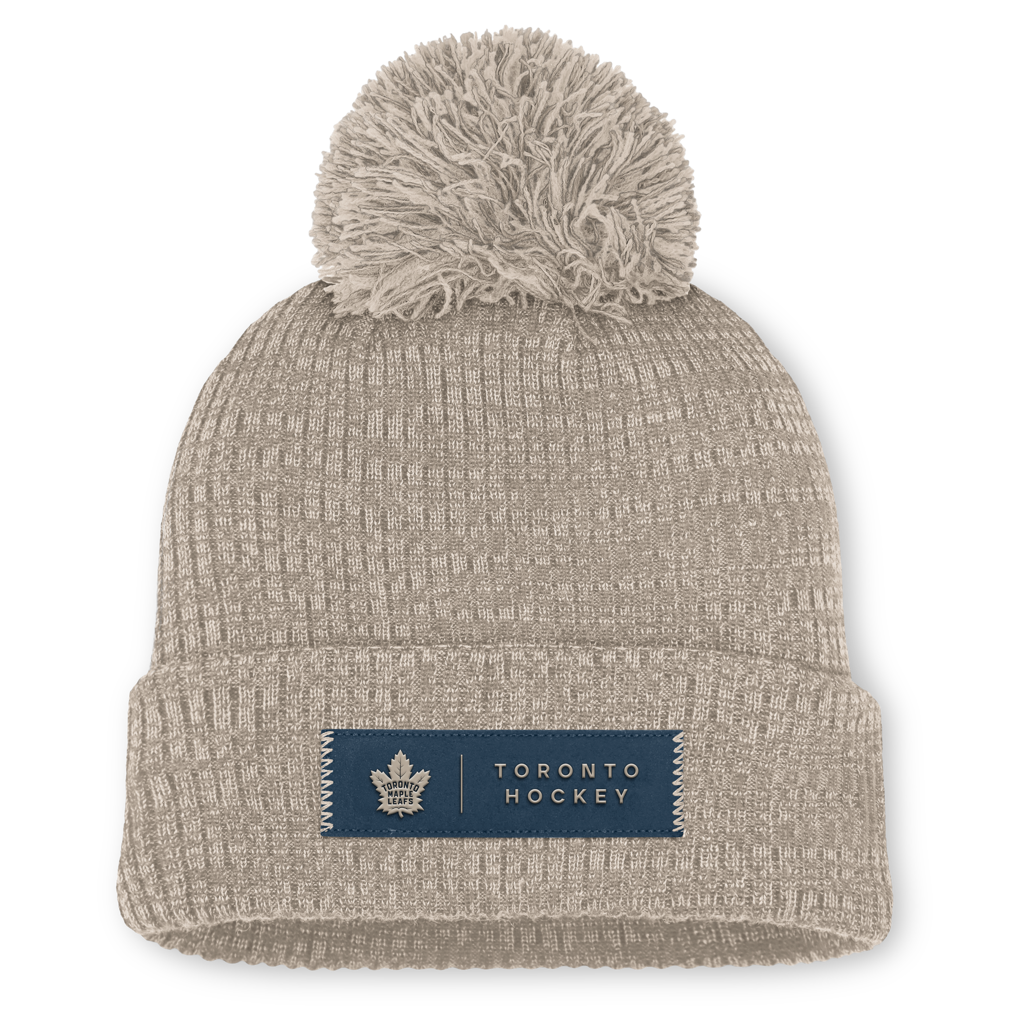 Women's Fanatics Light Beige Toronto Maple Leafs Authentic Pro Road Cuffed Knit Hat with Pom