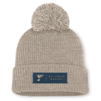 Women's Fanatics Light Beige St. Louis Blues Authentic Pro Road Cuffed Knit Hat with Pom