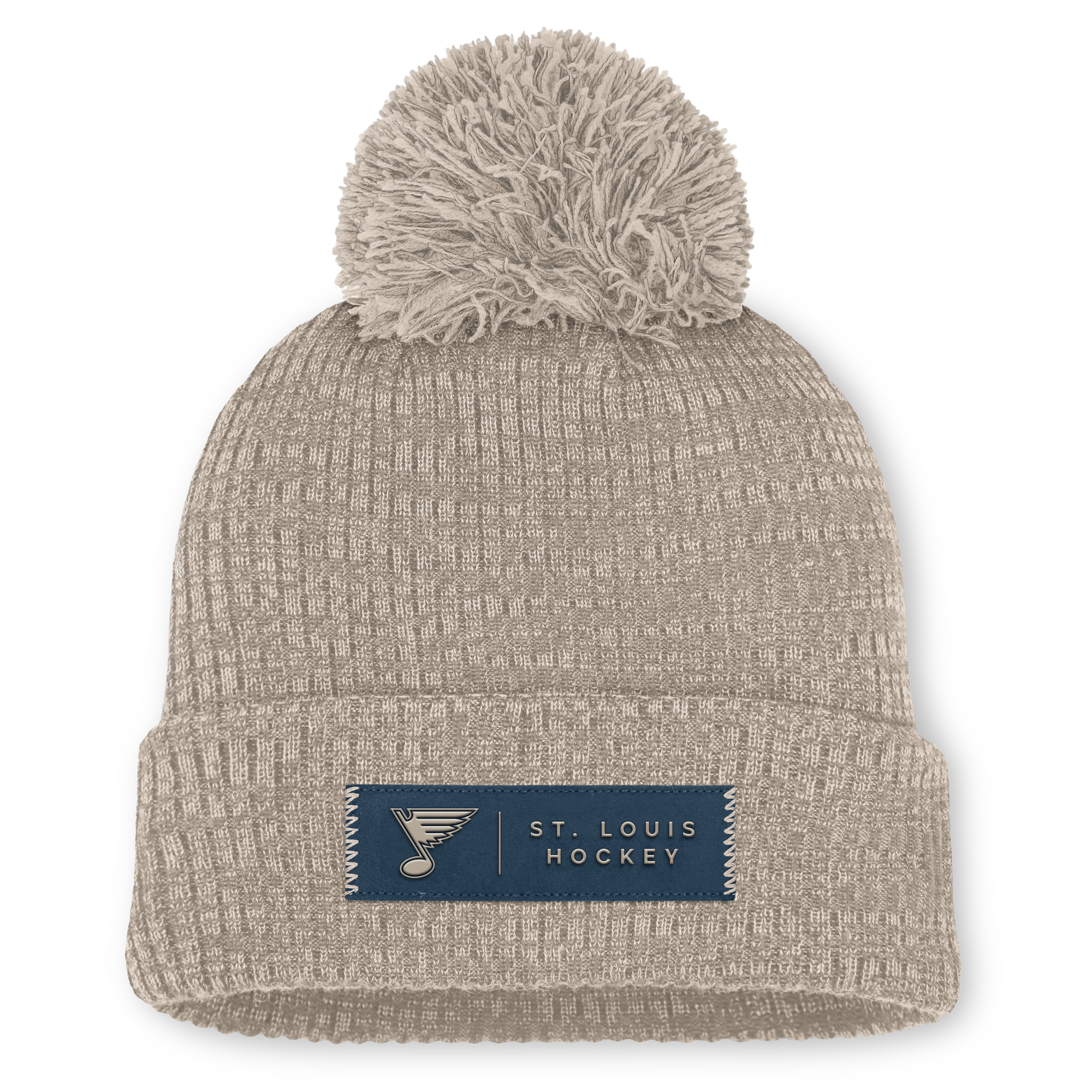 Women's Fanatics Light Beige St. Louis Blues Authentic Pro Road Cuffed Knit Hat with Pom