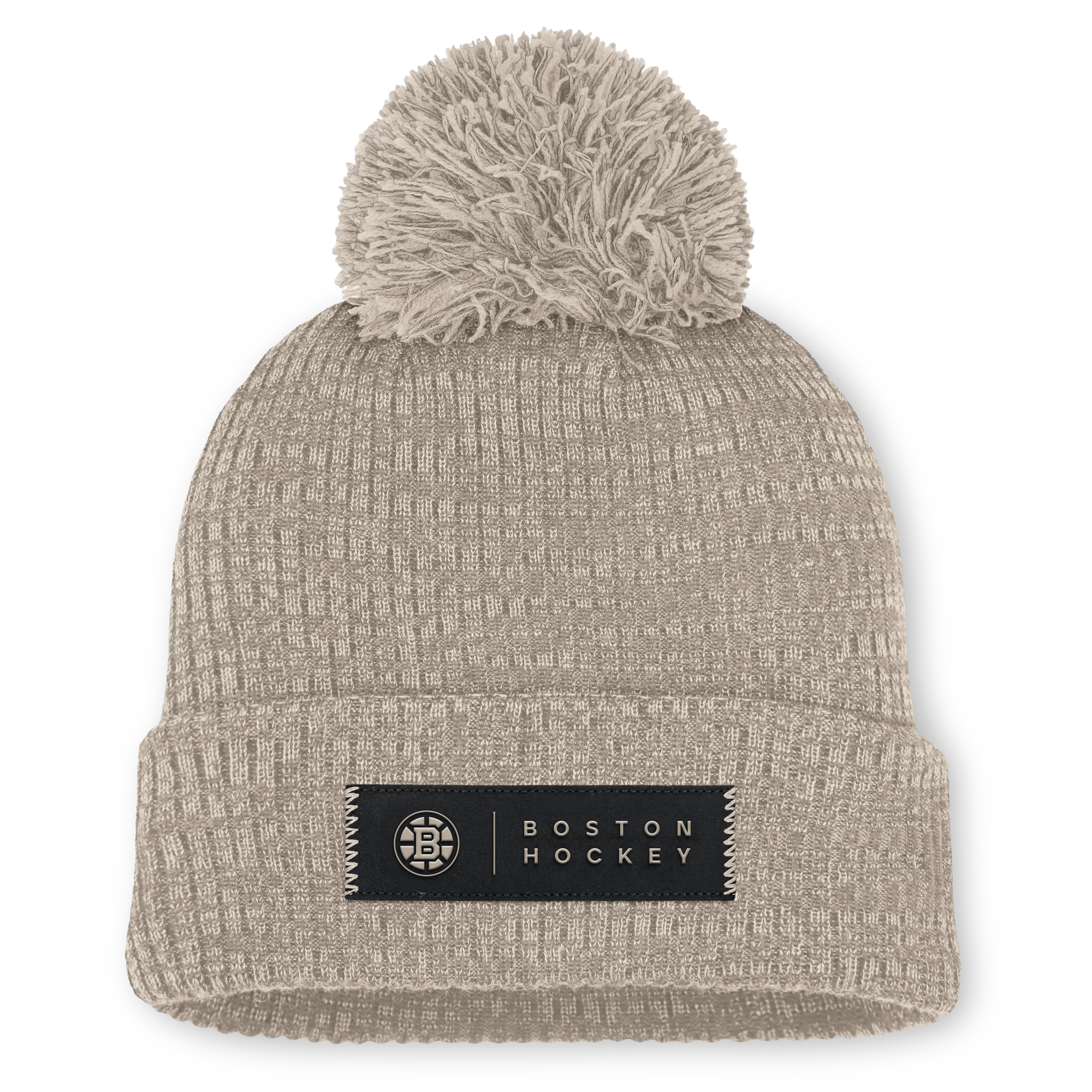 Women's Fanatics Light Beige Boston Bruins Authentic Pro Road Cuffed Knit Hat with Pom