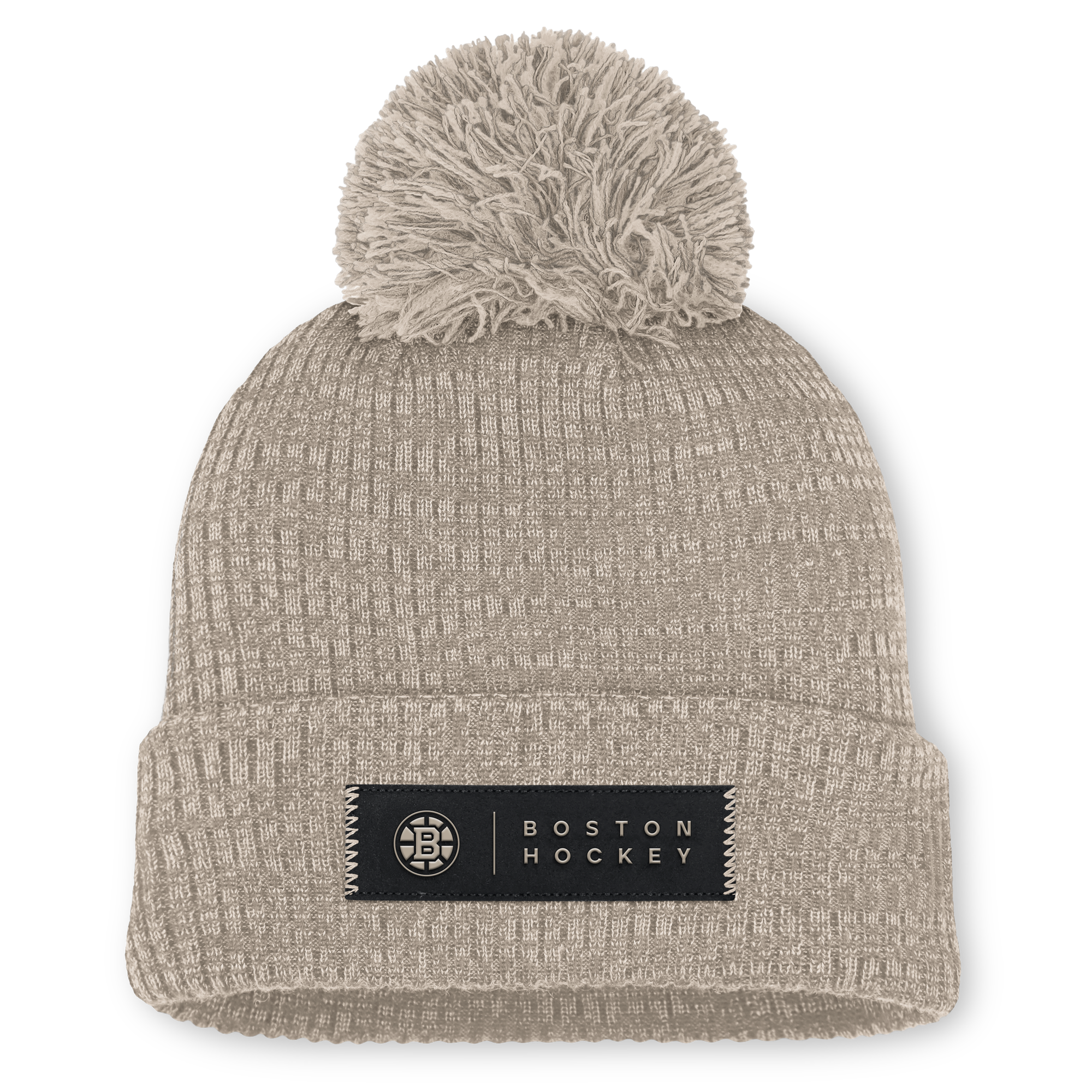 Women's Fanatics Light Beige Boston Bruins Authentic Pro Road Cuffed Knit Hat with Pom
