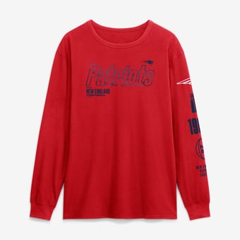 Men's Fanatics Red New England Patriots Checkdown Pass Long Sleeve T-Shirt