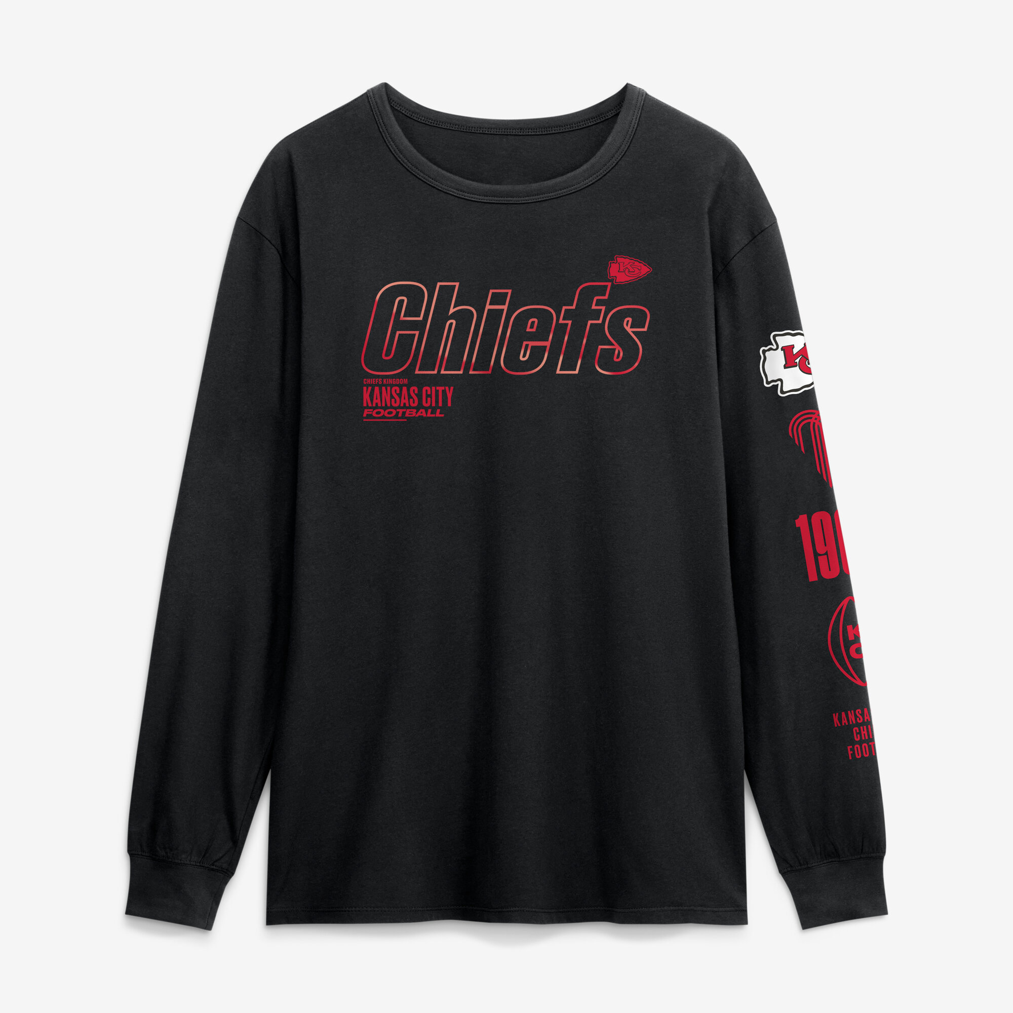 Men's Fanatics Black Kansas City Chiefs Checkdown Pass Long Sleeve T-Shirt