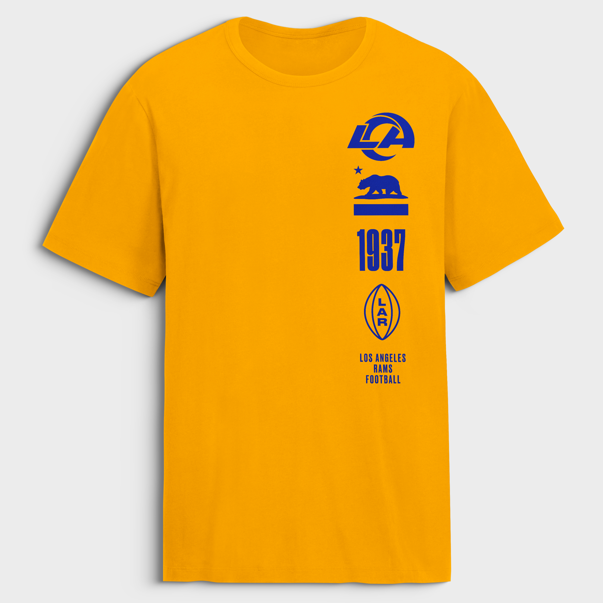 Men's Fanatics Gold Los Angeles Rams Breaking Tackles Legacy Cotton T-Shirt