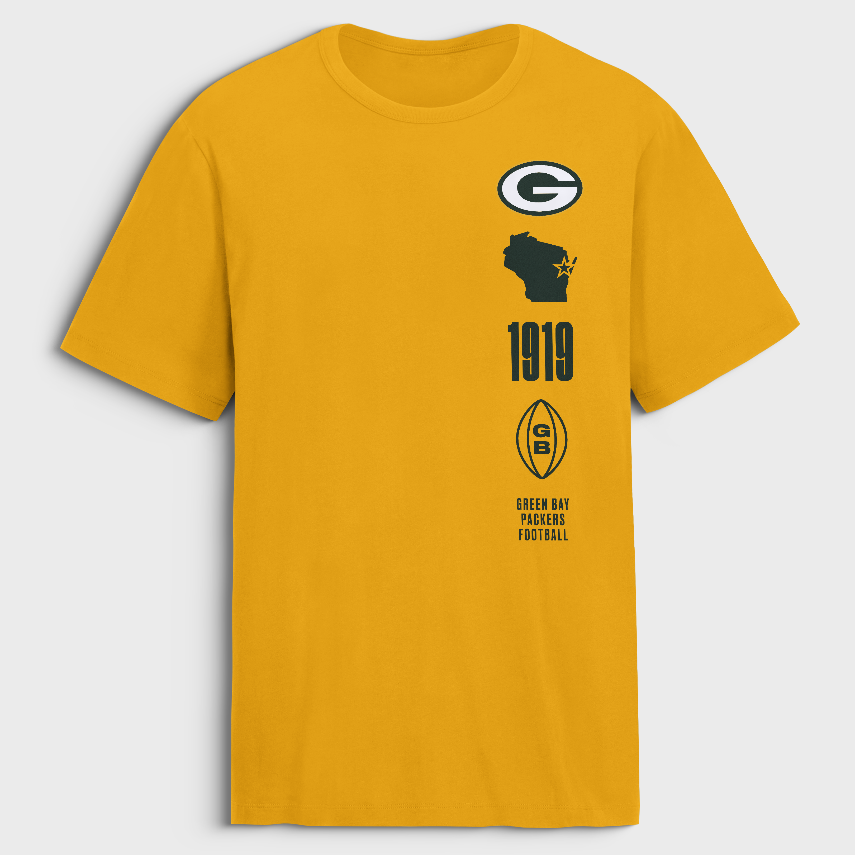 Fanatics Men's Gold Green Bay Packers Breaking Tackles Legacy Cotton T-Shirt - Gold