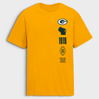 Men's Fanatics Gold Green Bay Packers Breaking Tackles Legacy Cotton T-Shirt