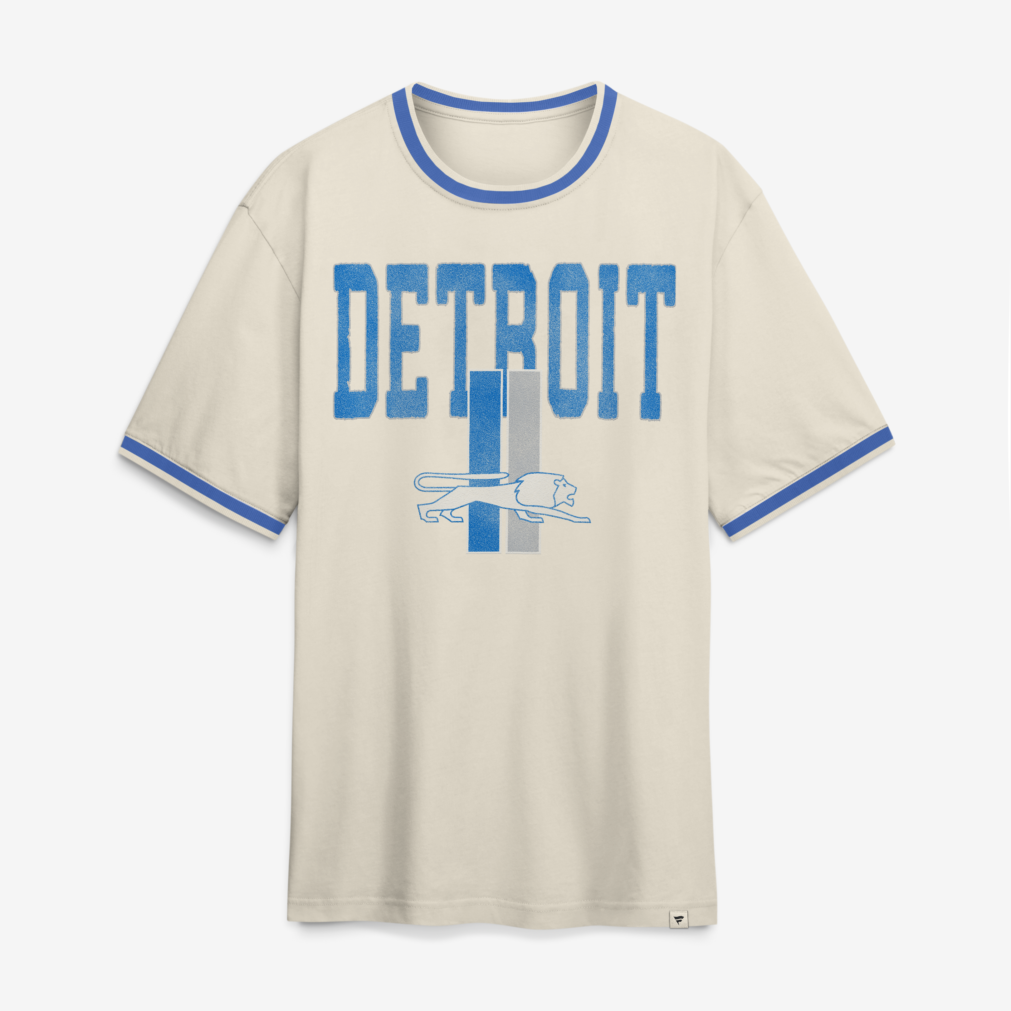 Fanatics Men's Cream Detroit Lions Time Honored Tradition Ringer Fashion Top - Cream, Blue