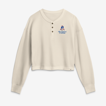 Women's Fanatics Cream New England Patriots Relaxed Cropped Long Sleeve Shirt
