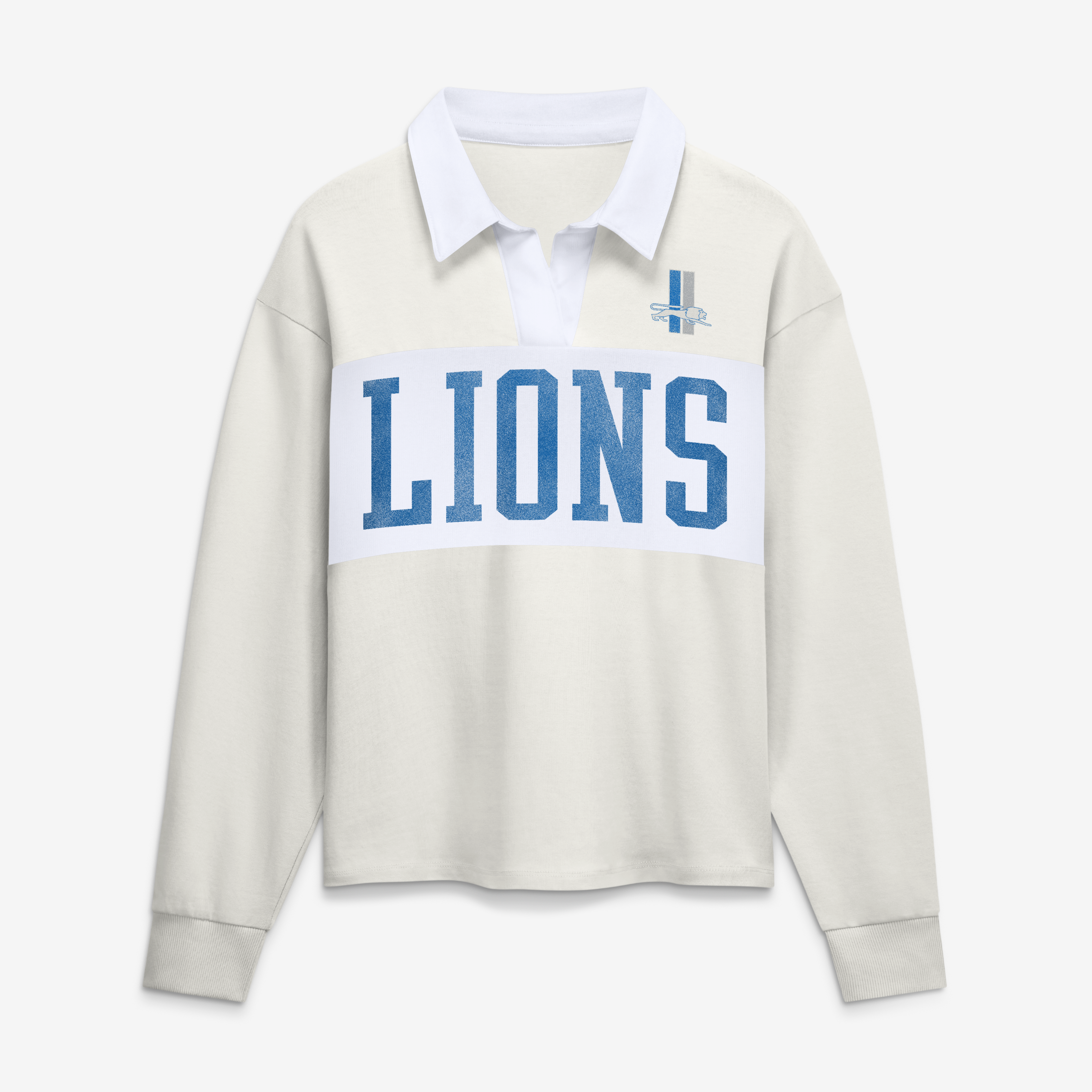 Women's Fanatics Cream Detroit Lions Heritage Play Action Rugby Long Sleeve Polo