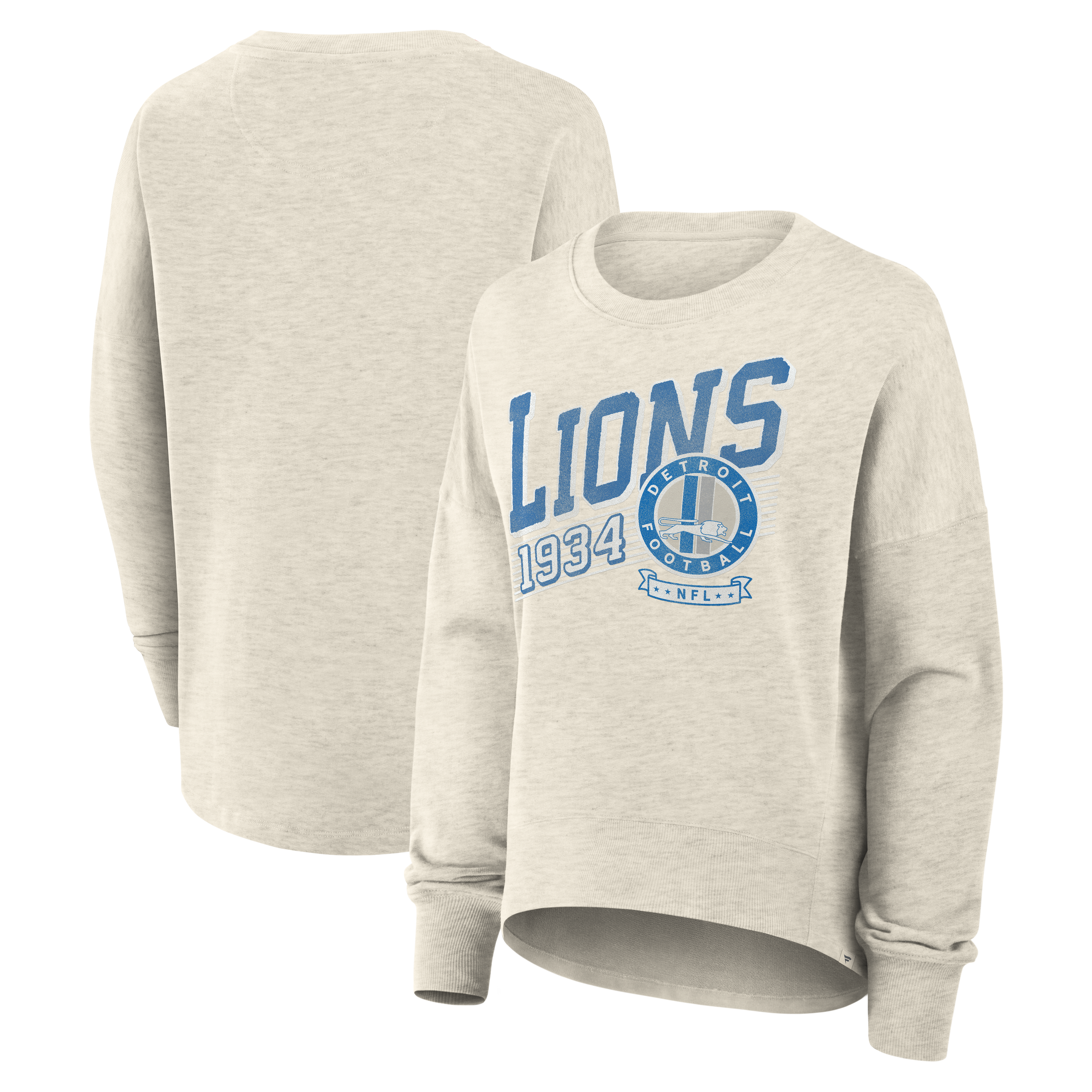 Women's Fanatics Cream Detroit Lions Oversized Heritage Sweatshirt