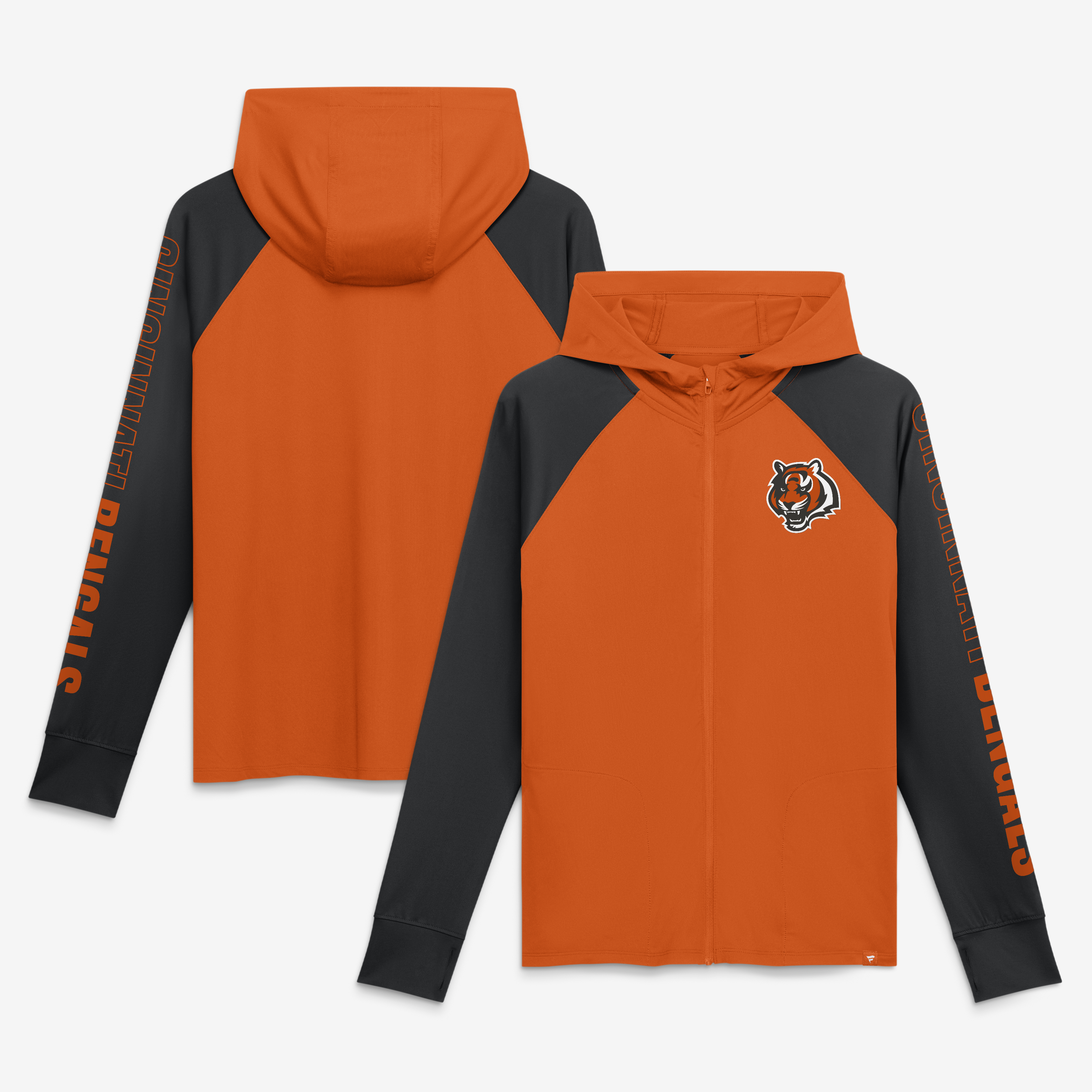 Fanatics Women's Orange/Black Cincinnati Bengals Cornerback Blitz Raglan Full-Zip Hoodie - Orange, Black