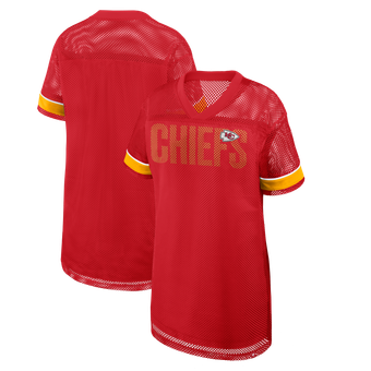 Women's Fanatics  Red Kansas City Chiefs Oversized Team First Deep Route Mesh V-Neck Dress