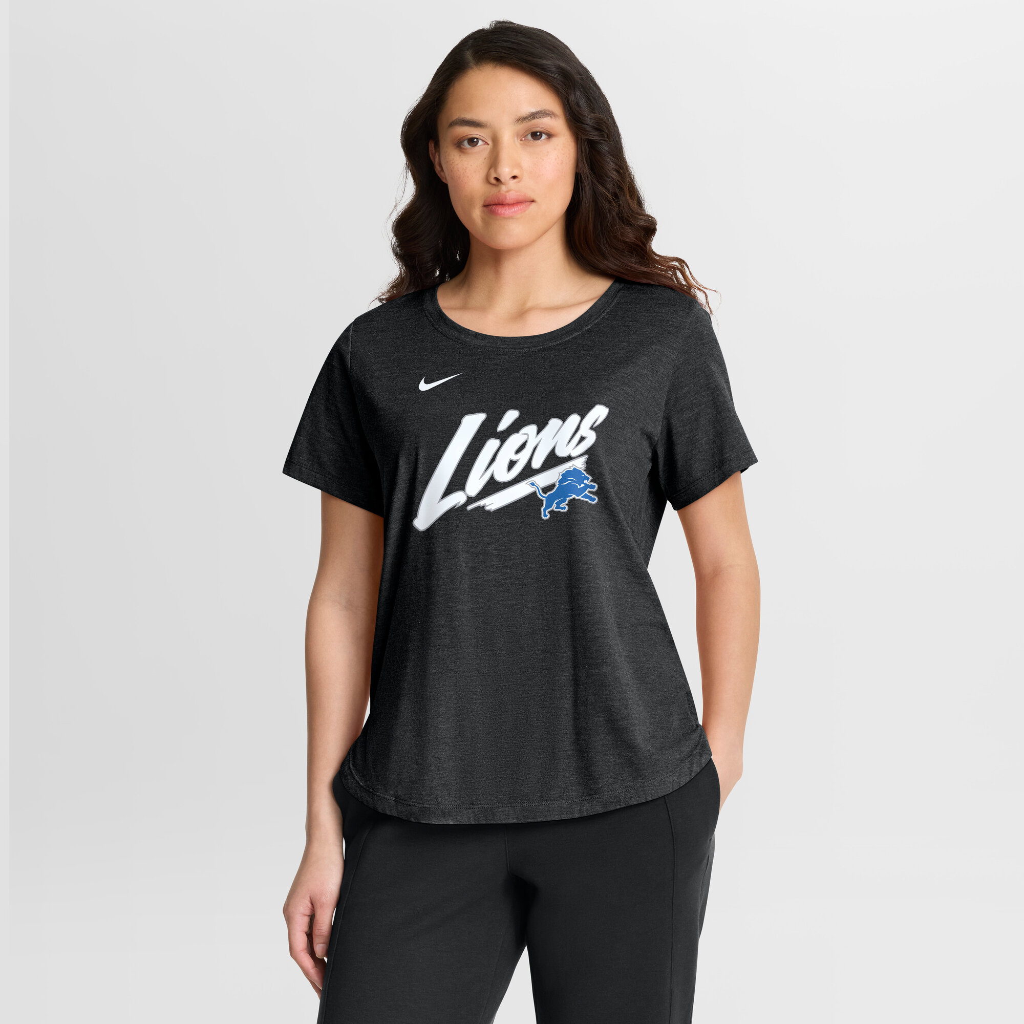 Women's Nike Black Detroit Lions Primetime Tri-Blend T-Shirt