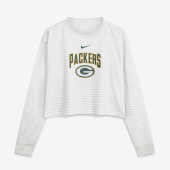 Women's Nike White Green Bay Packers Loose Fit Crop Top