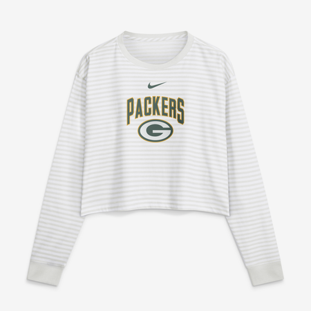 Women's Nike White Green Bay Packers Loose Fit Crop Top