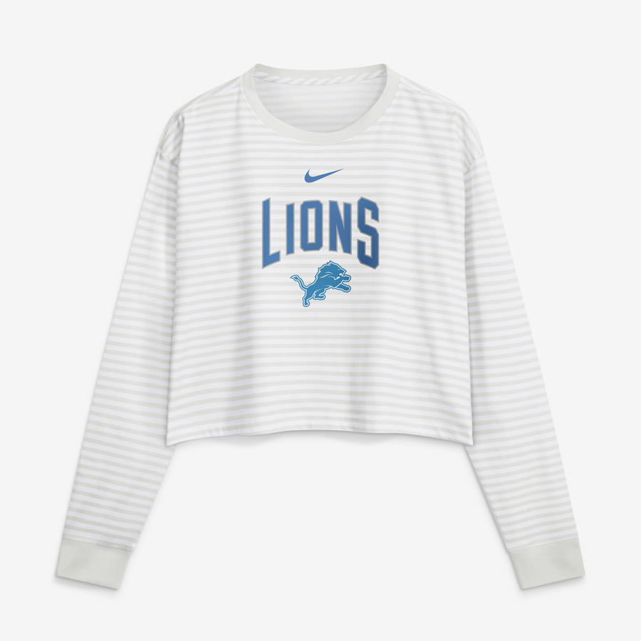 Women's Nike White Detroit Lions Loose Fit Crop Top