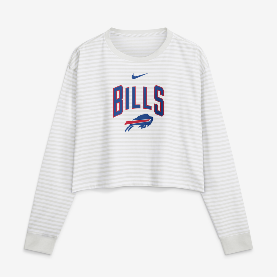 Women's Nike White Buffalo Bills Loose Fit Crop Top