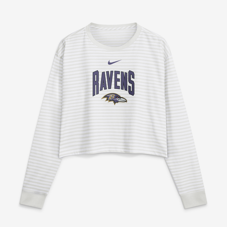 Women's Nike White Baltimore Ravens Loose Fit Crop Top