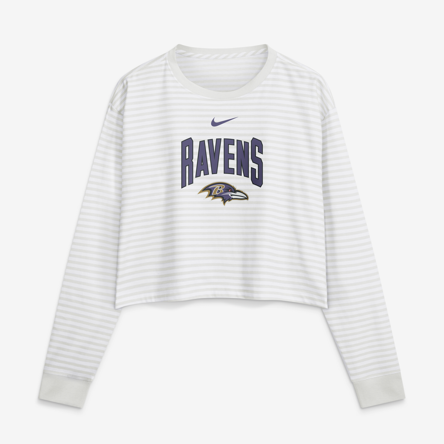 Women's Nike White Baltimore Ravens Loose Fit Crop Top
