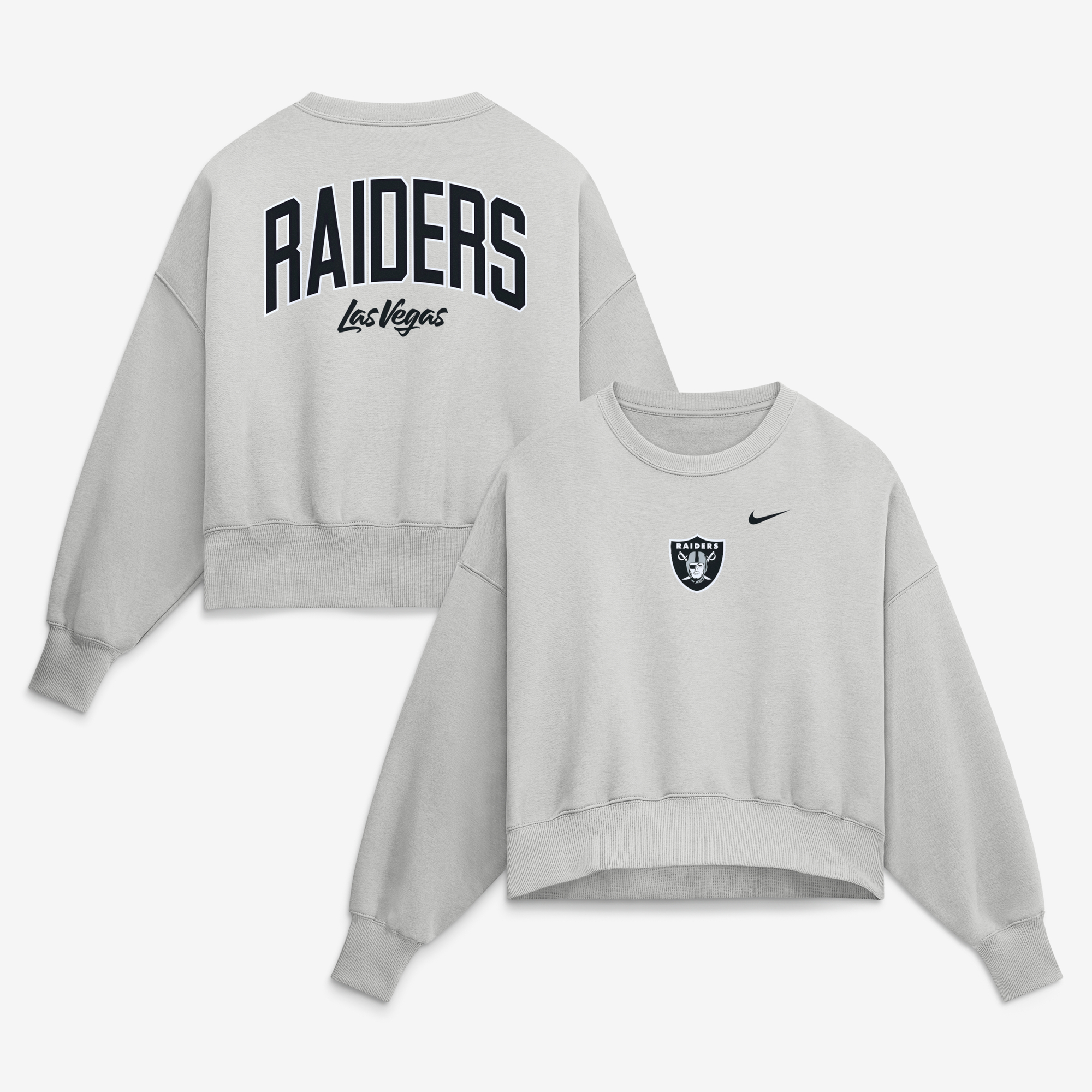 Women's Nike  Gray Las Vegas Raiders Oversized Primetime Phoenix Fleece Sweatshirt