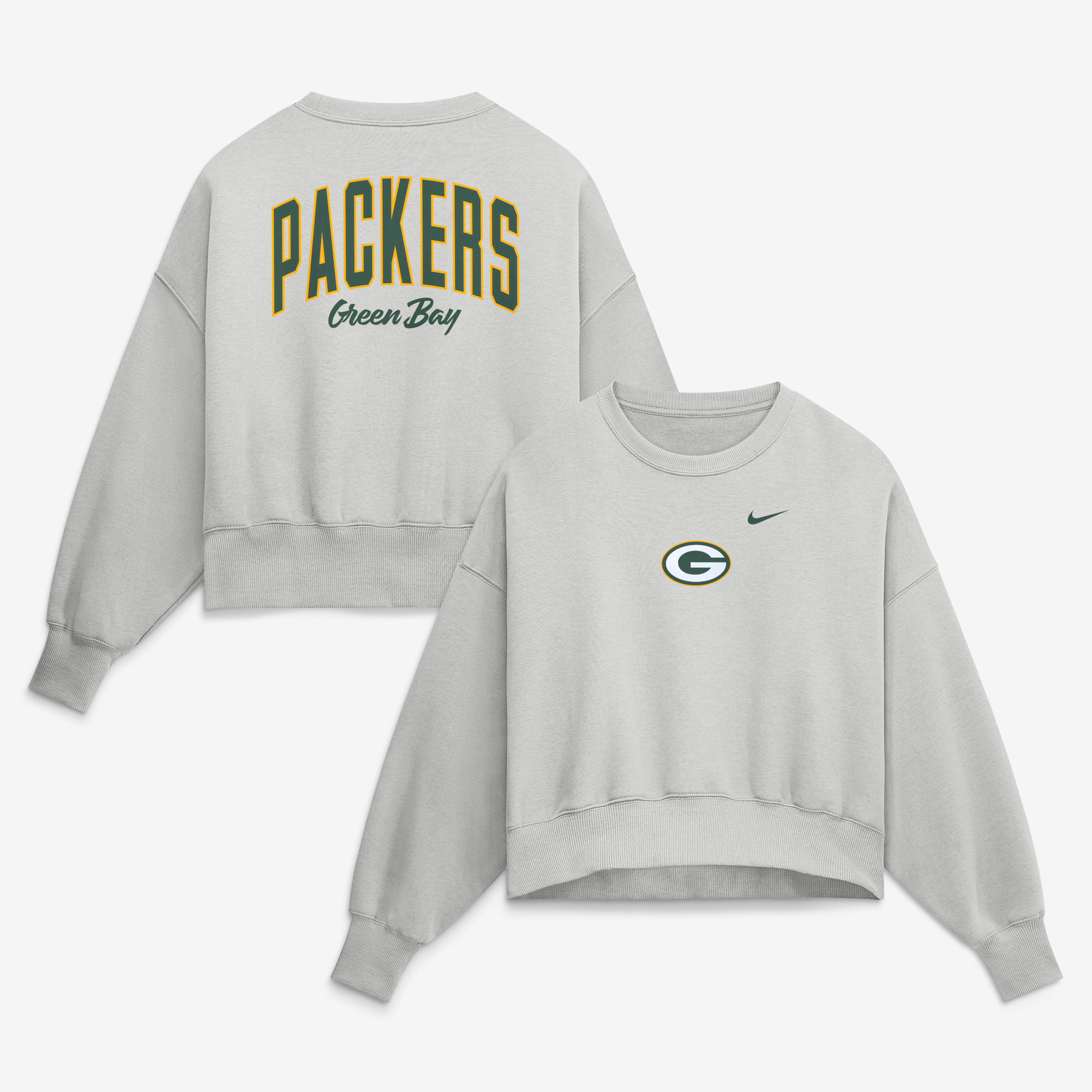Women’s Nike Gray Green Bay Packers Oversized Primetime Phoenix Fleece Sweatshirt