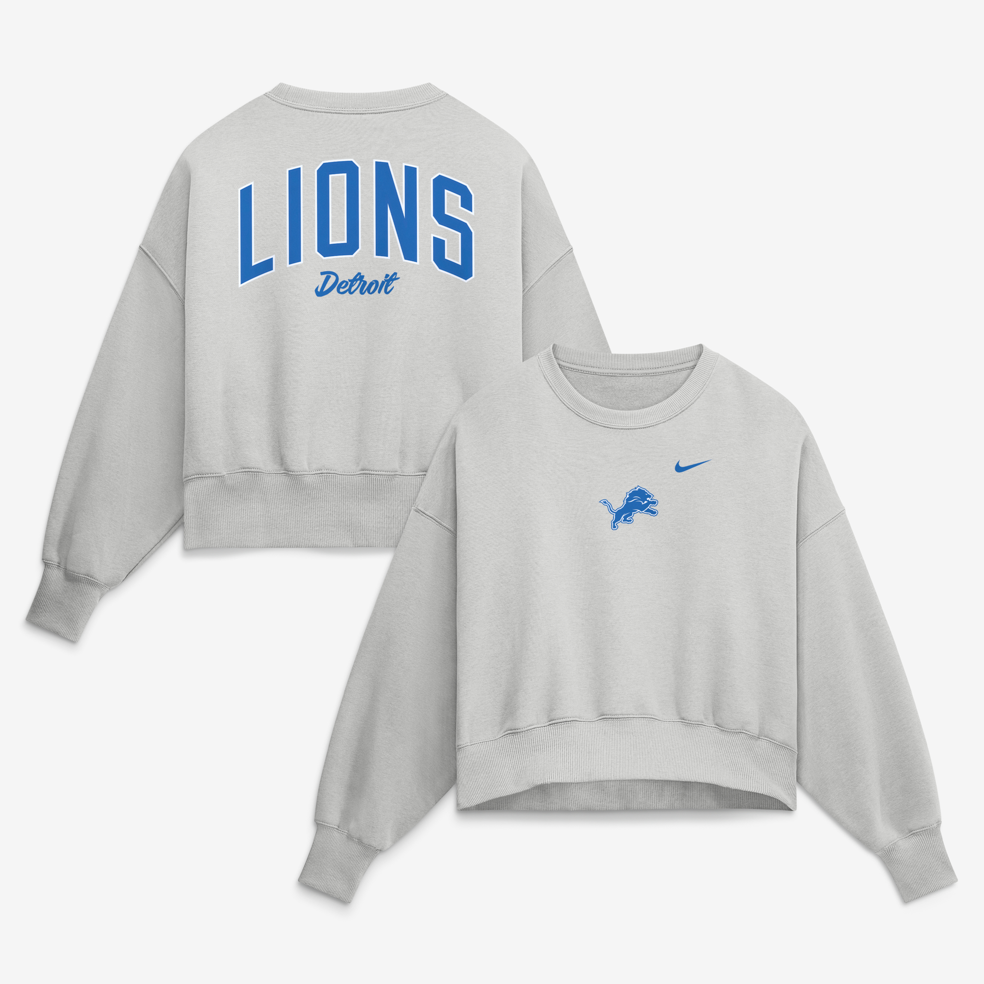 Women's Nike Gray Detroit Lions Oversized Primetime Phoenix Fleece Sweatshirt
