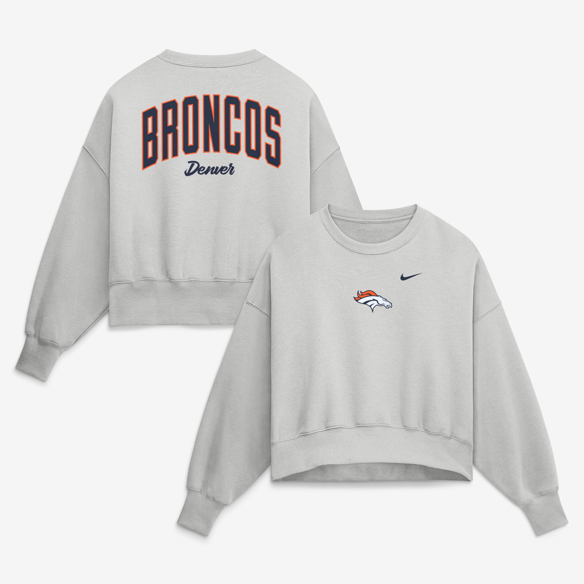Women's Nike  Gray Denver Broncos Oversized Primetime Phoenix Fleece Sweatshirt