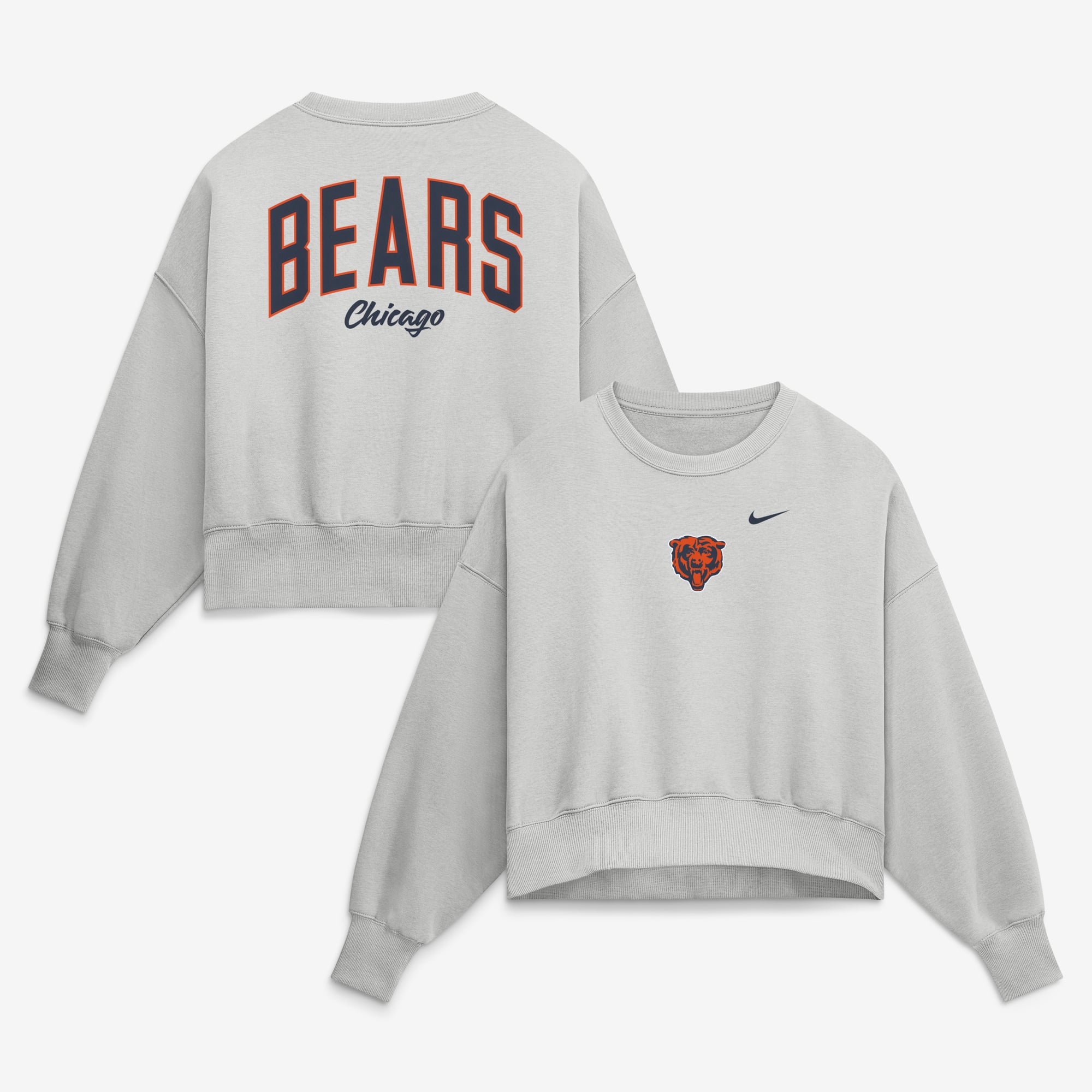 Women's Nike  Gray Chicago Bears Oversized Primetime Phoenix Fleece Sweatshirt