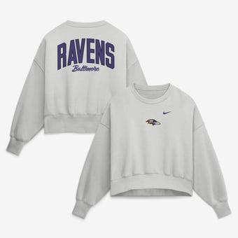 Women's Nike  Gray Baltimore Ravens Oversized Primetime Phoenix Fleece Sweatshirt