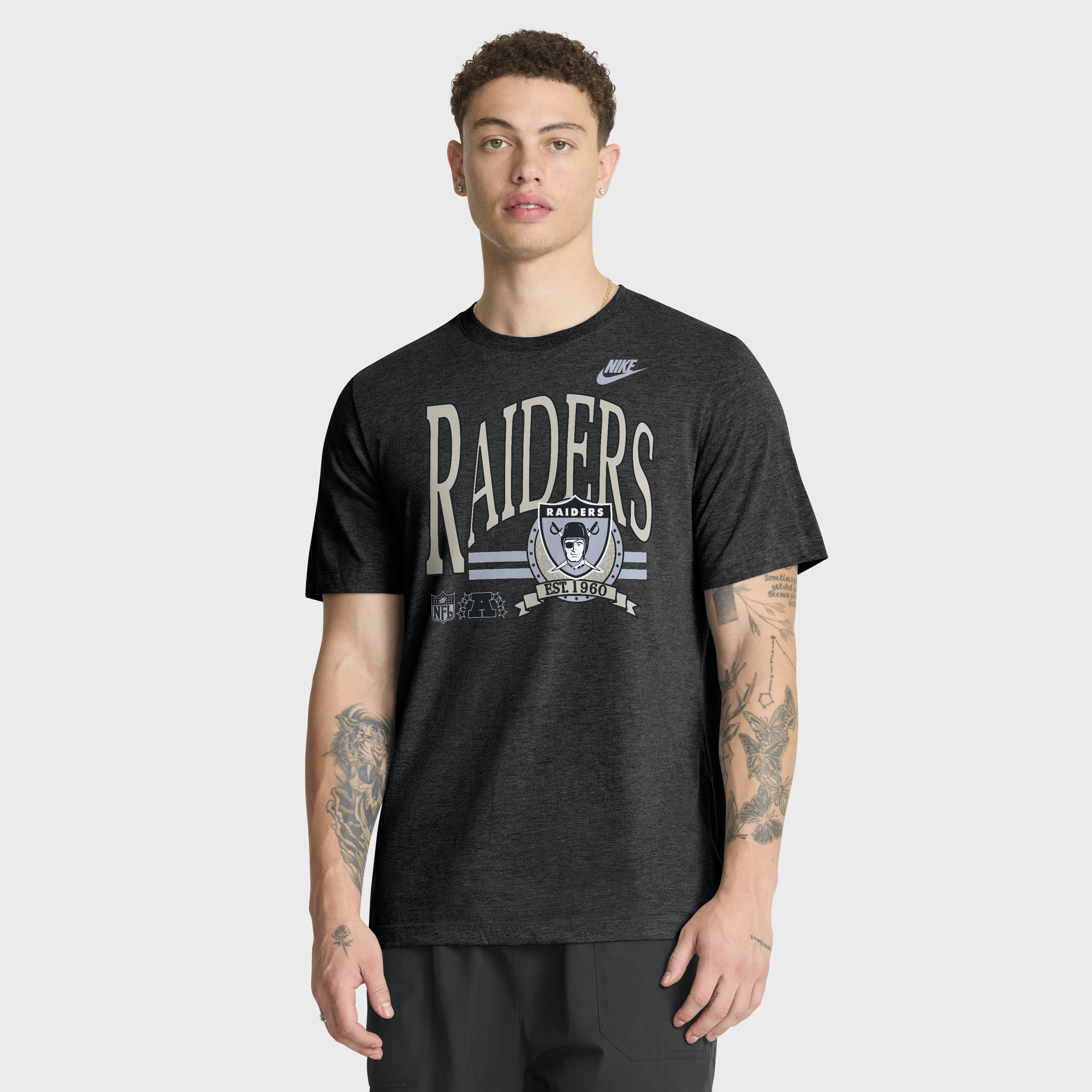 Nike Men's Heather Black Las Vegas Raiders Rewind Tri-Blend T-Shirt - Heather Black