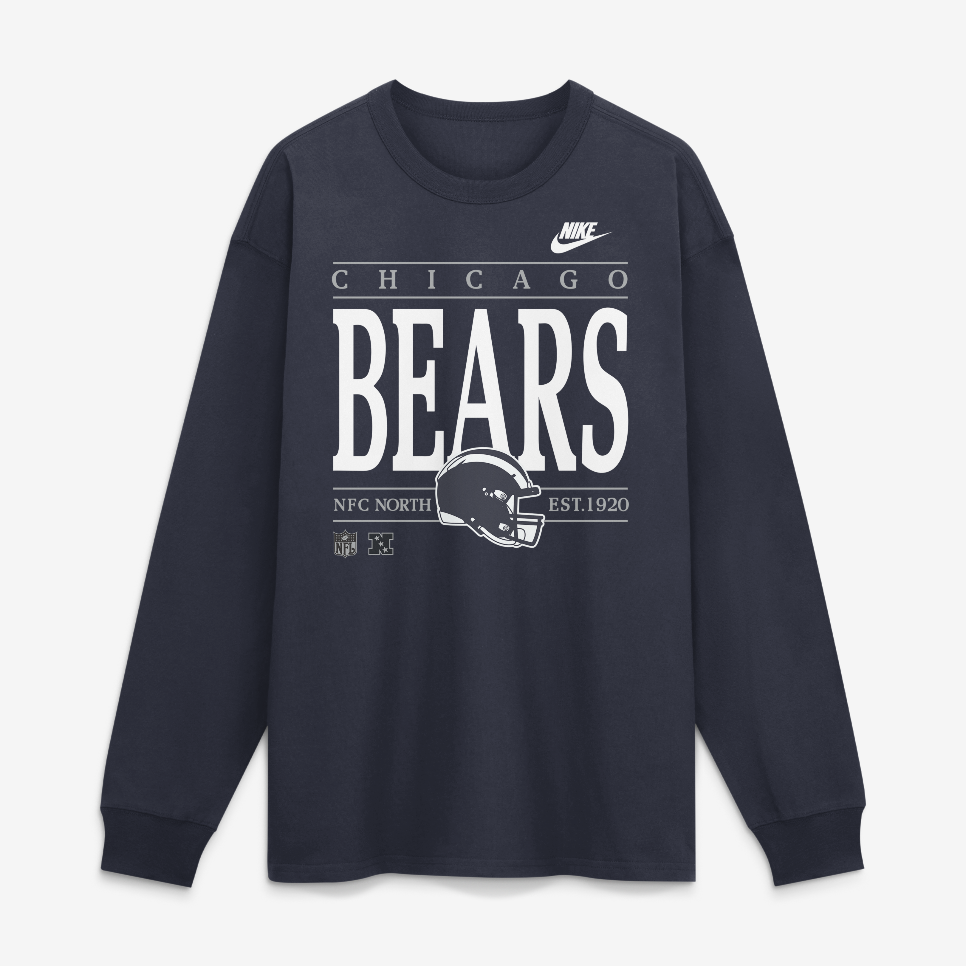 Men's Nike Navy Chicago Bears Red Zone Long Sleeve Max90 T-Shirt