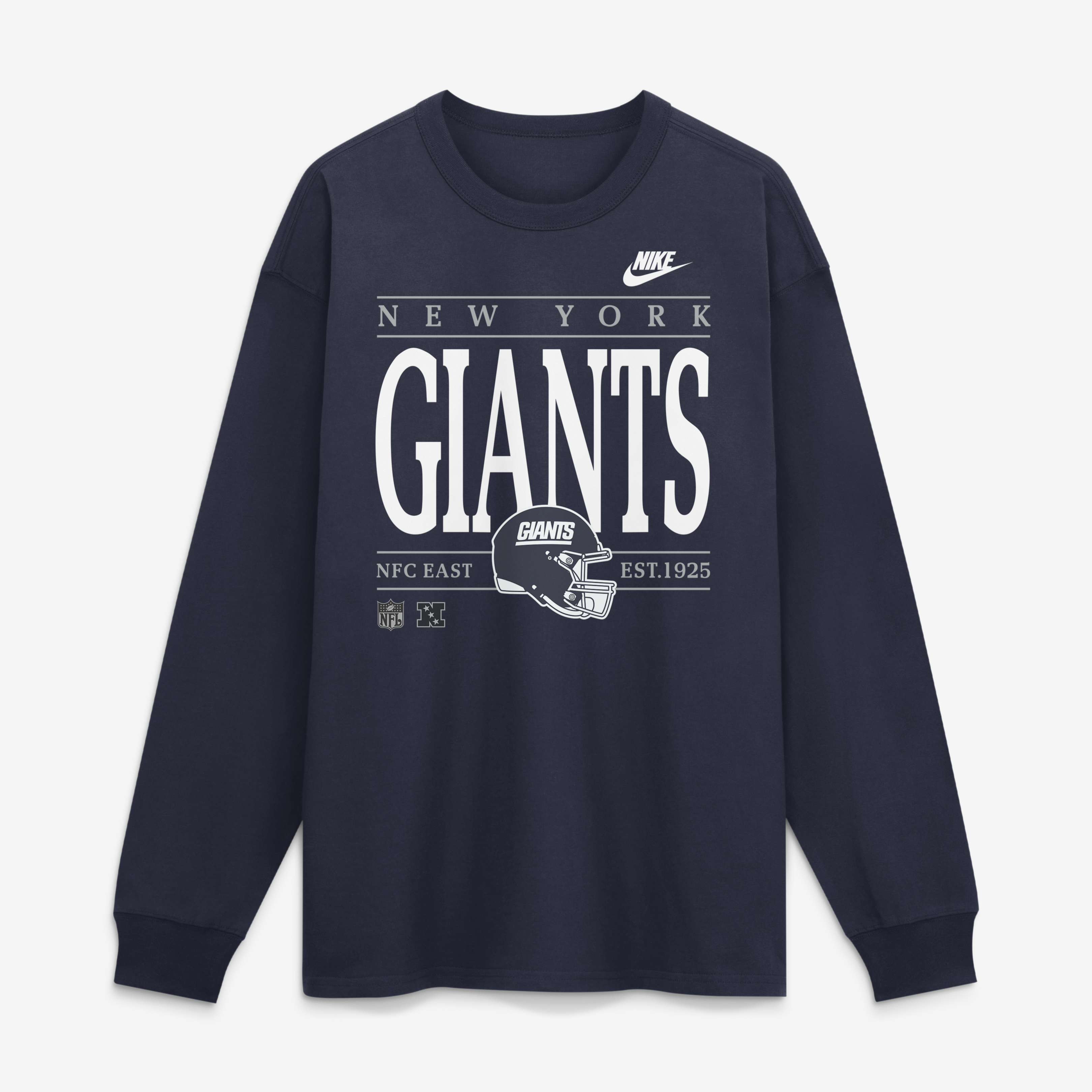 Men's Nike Navy New York Giants Red Zone Long Sleeve Max90 T-Shirt