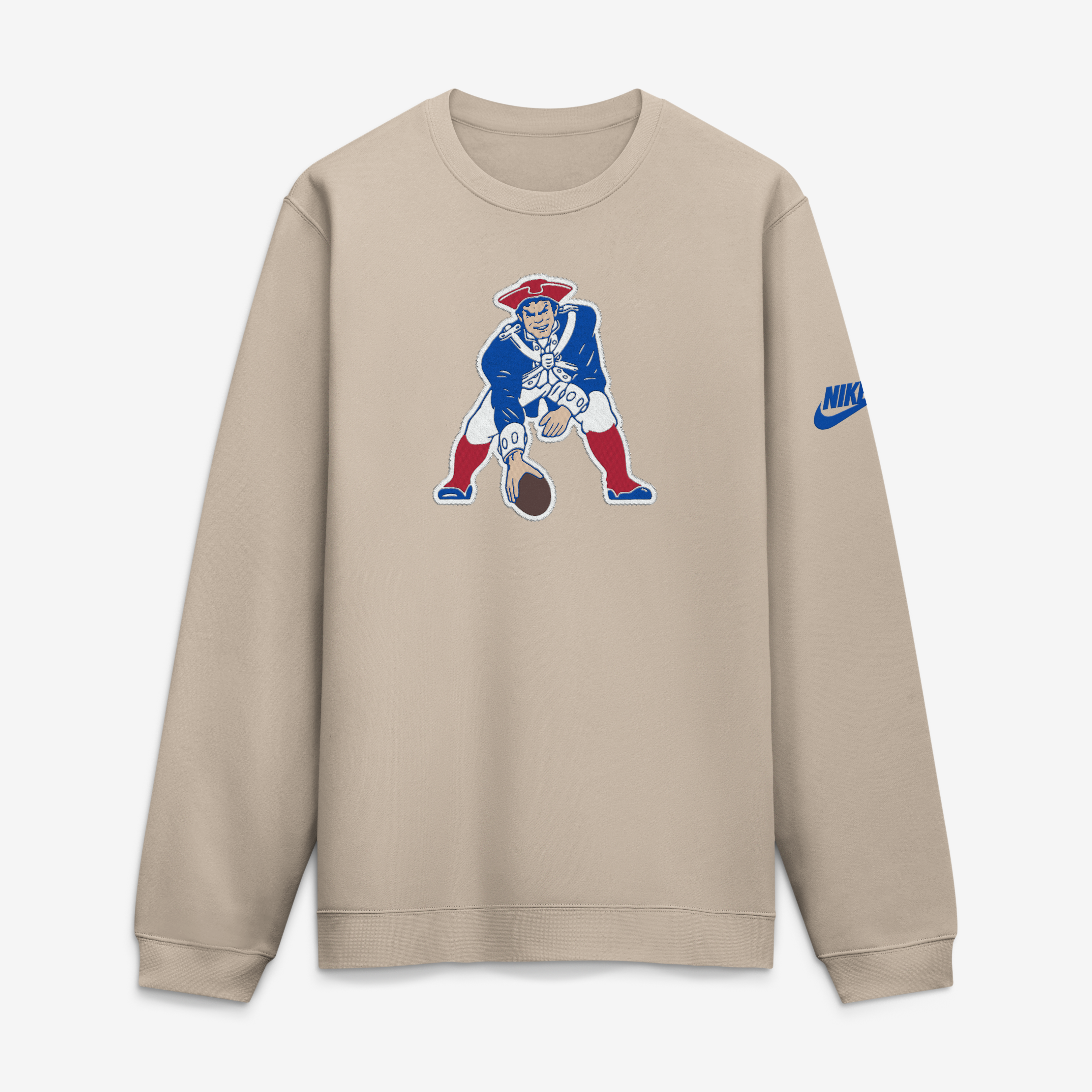 Men's Nike Sand New England Patriots I-Formation Rewind Club Crew Sweatshirt