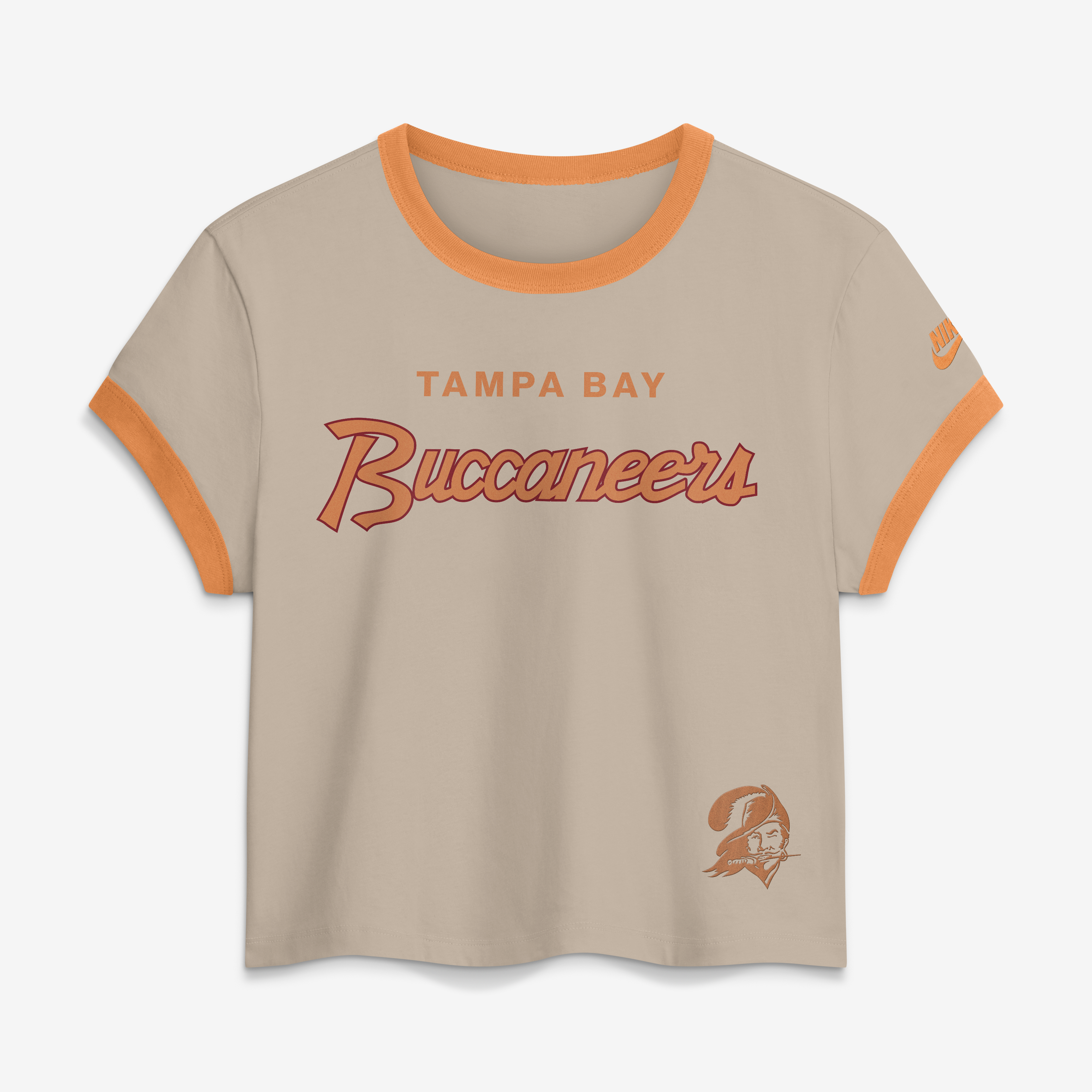 Women's Nike Cream Tampa Bay Buccaneers Rewind Ringer Mod Cropped T-Shirt