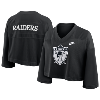 Women's Nike Black Las Vegas Raiders Rewind Cropped Mesh Dri-FIT Fashion Jersey