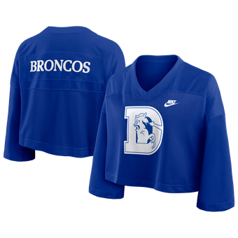 Women's Nike Royal Denver Broncos Rewind Cropped Mesh Dri-FIT Fashion Jersey