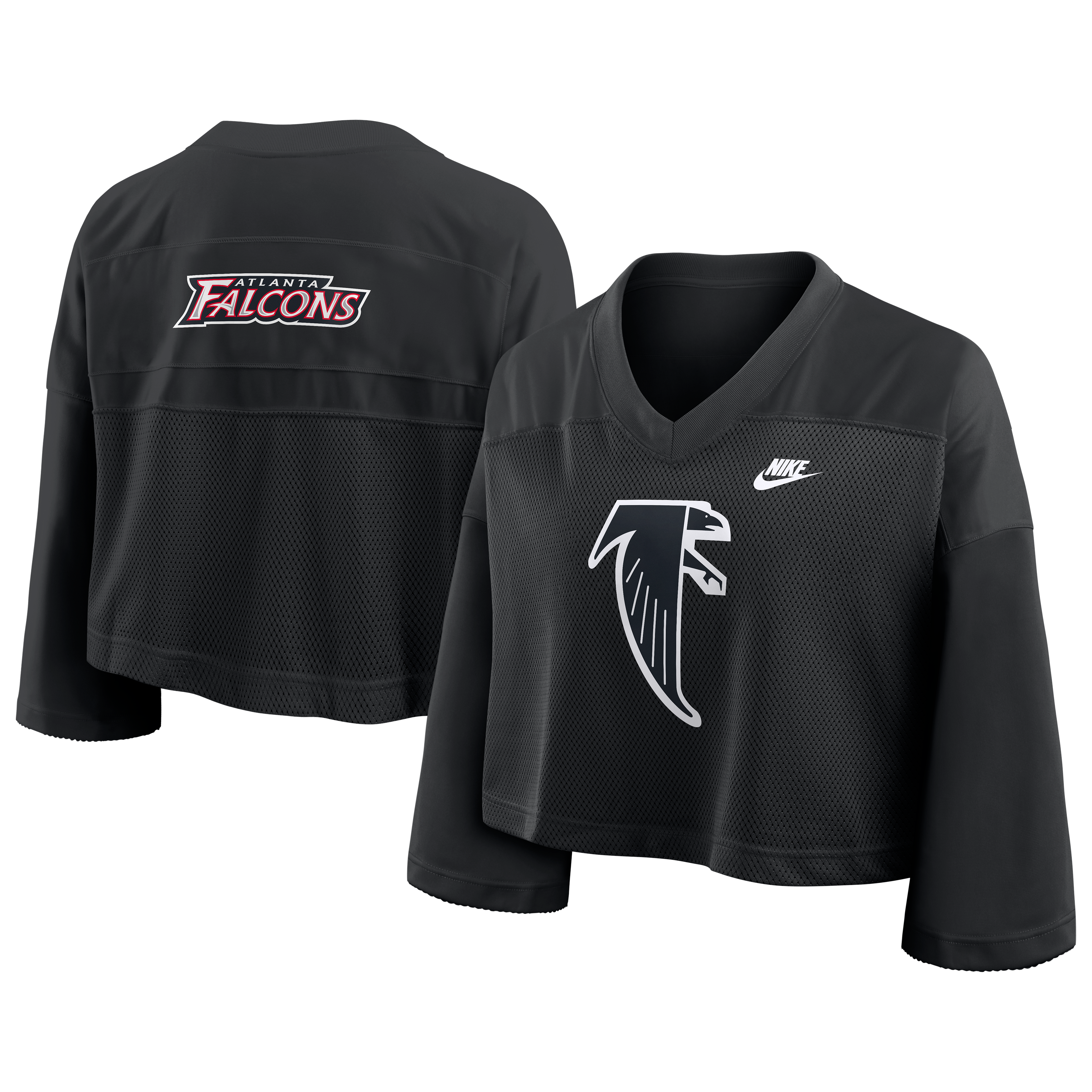 Women's Nike Black Atlanta Falcons Rewind Cropped Mesh Dri-FIT Fashion Jersey