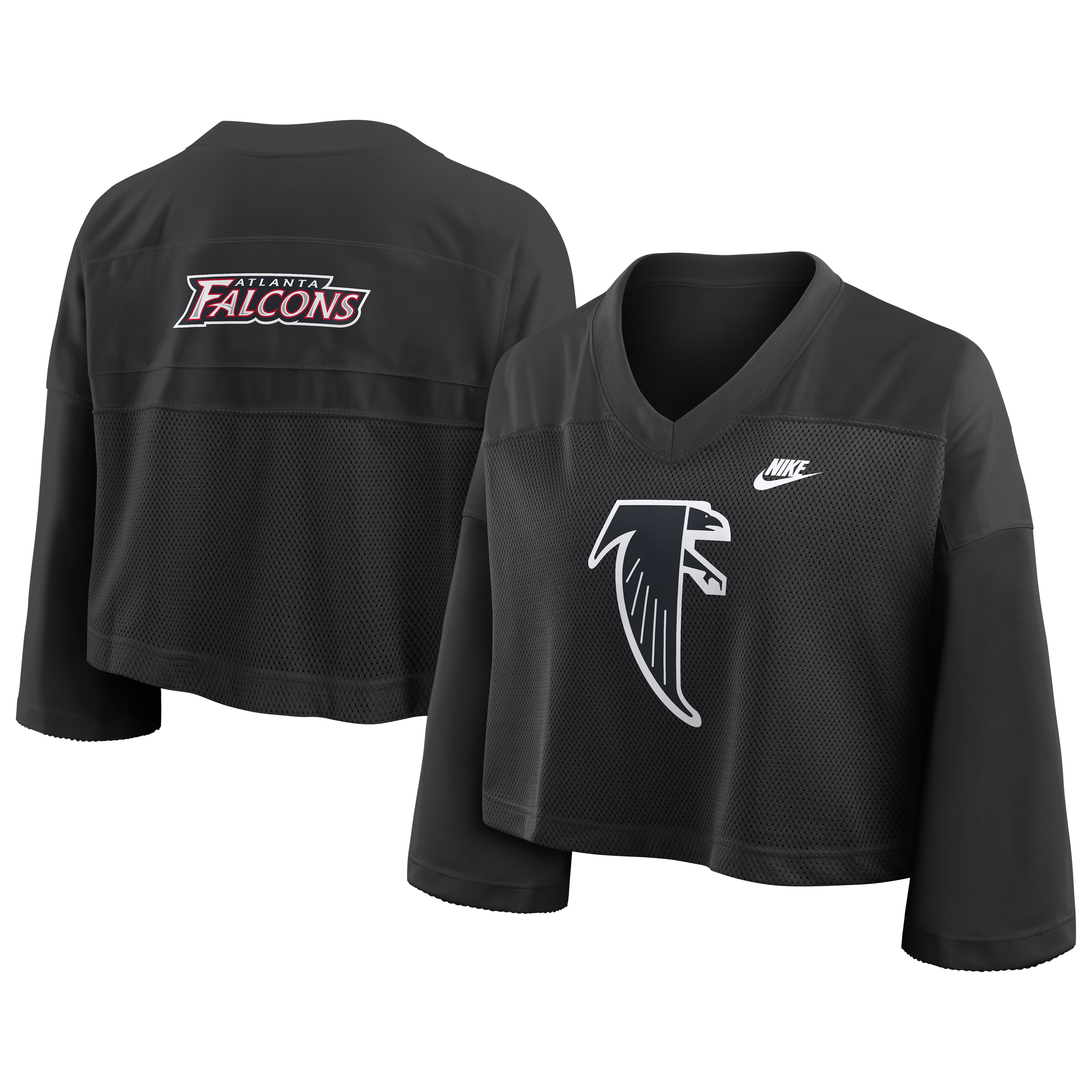 Women's Nike Black Atlanta Falcons Rewind Cropped Mesh Dri-FIT Fashion Jersey