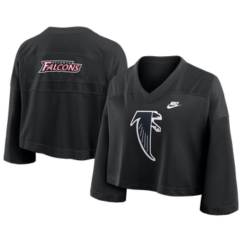 Women's Nike Black Atlanta Falcons Rewind Cropped Mesh Dri-FIT Fashion Jersey