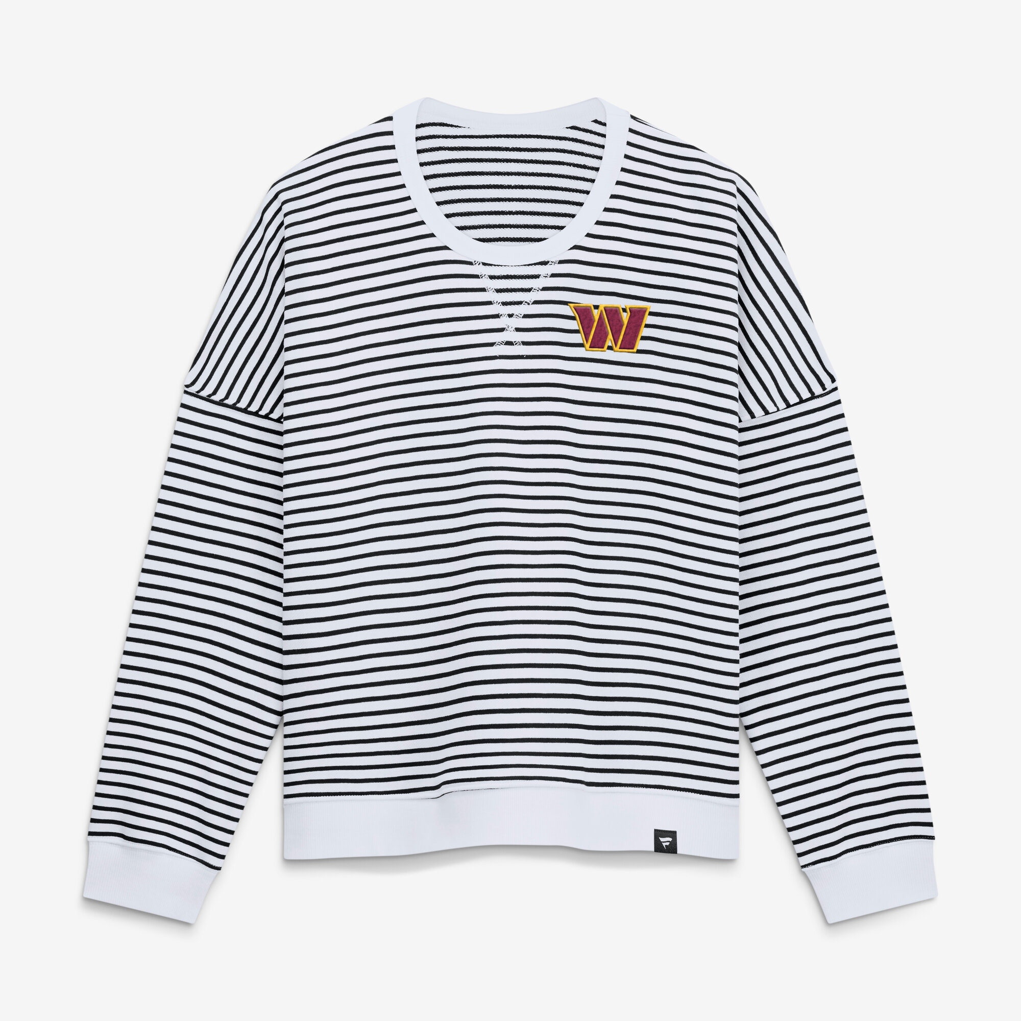 Women’s Fanatics White/Black Washington Commanders Striped Oversized French Terry Sweatshirt