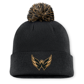 Men's Fanatics Black Washington Capitals Military Appreciation Authentic Pro Cuffed Knit Hat with Pom