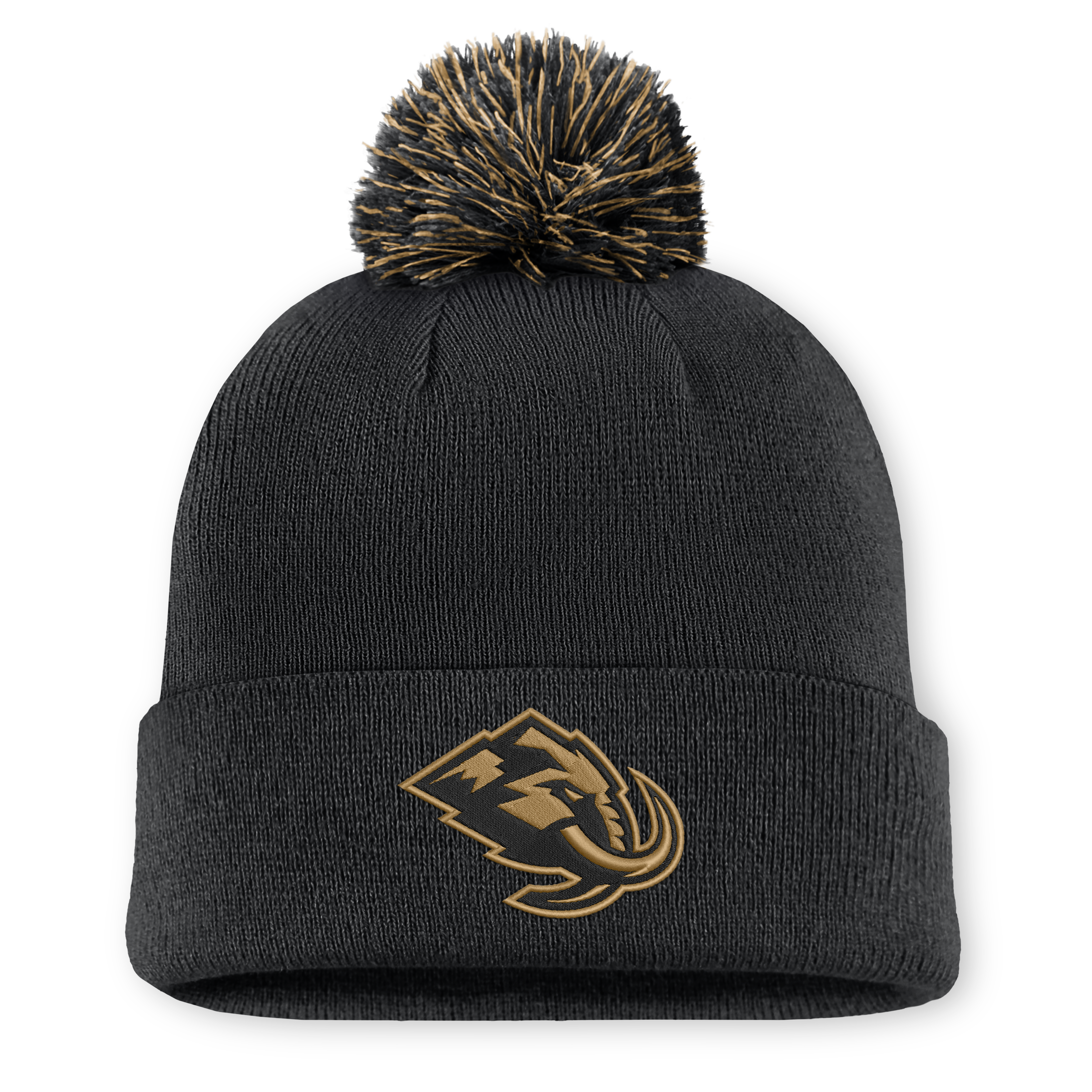 Men's Fanatics Black Utah Mammoth Military Appreciation Authentic Pro Cuffed Knit Hat with Pom