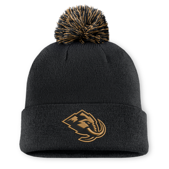 Men's Fanatics Black Utah Mammoth Military Appreciation Authentic Pro Cuffed Knit Hat with Pom
