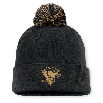 Men's Fanatics Black Pittsburgh Penguins Military Appreciation Authentic Pro Cuffed Knit Hat with Pom