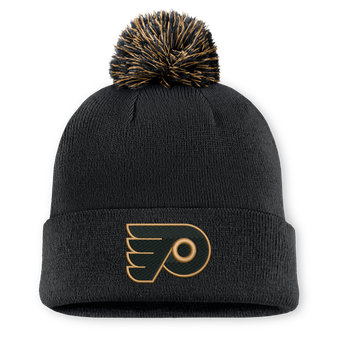 Men's Fanatics Black Philadelphia Flyers Military Appreciation Authentic Pro Cuffed Knit Hat with Pom