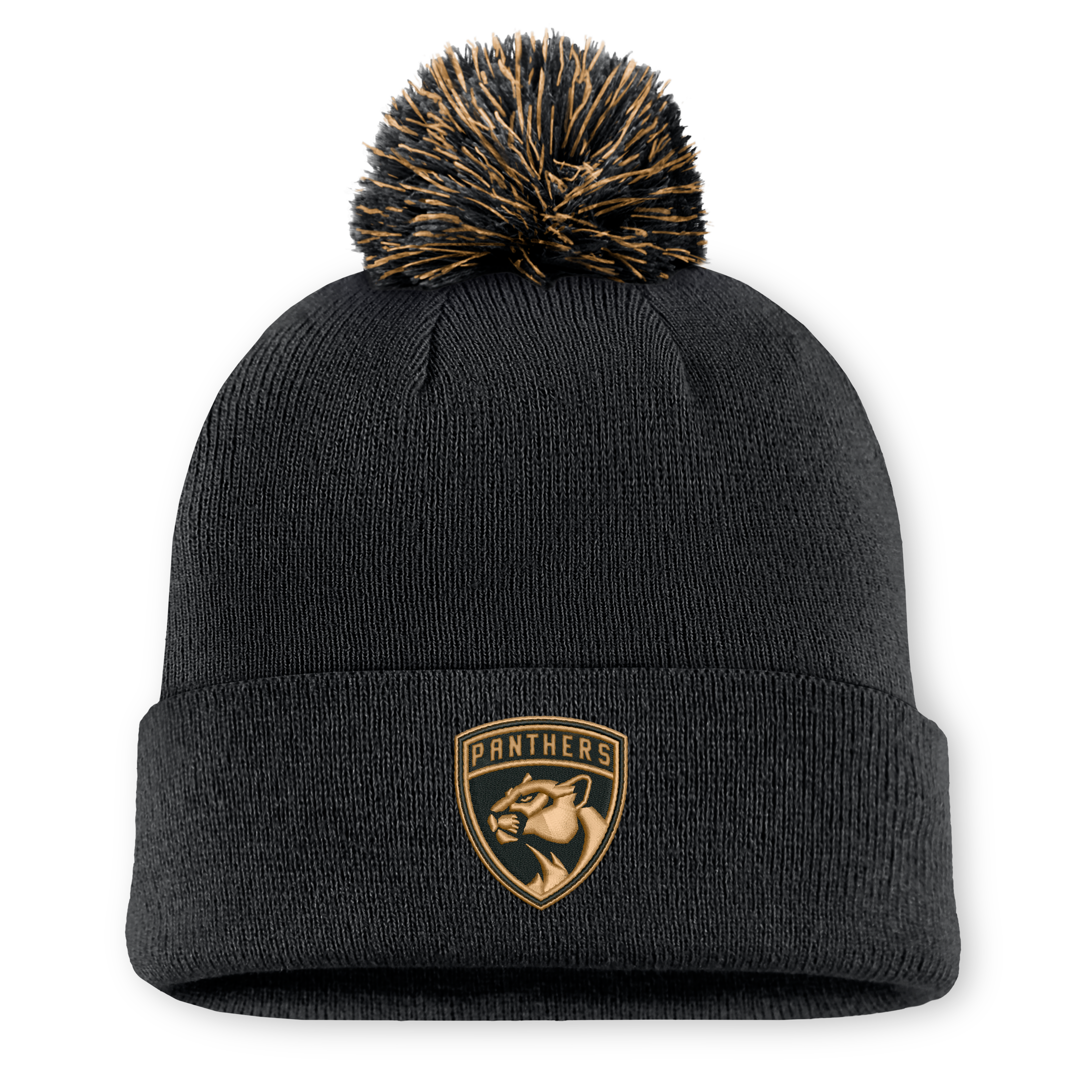 Men's Fanatics Black Florida Panthers Military Appreciation Cuffed Knit Hat with Pom